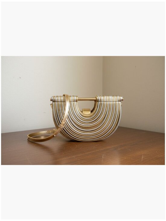 Handbags - PU Vegan Soft Leather Woven Evening Clutch Purse with Adjustable Strap